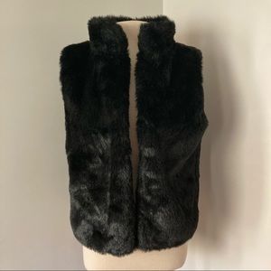 Worthington Black Faux Fur Vest Jacket